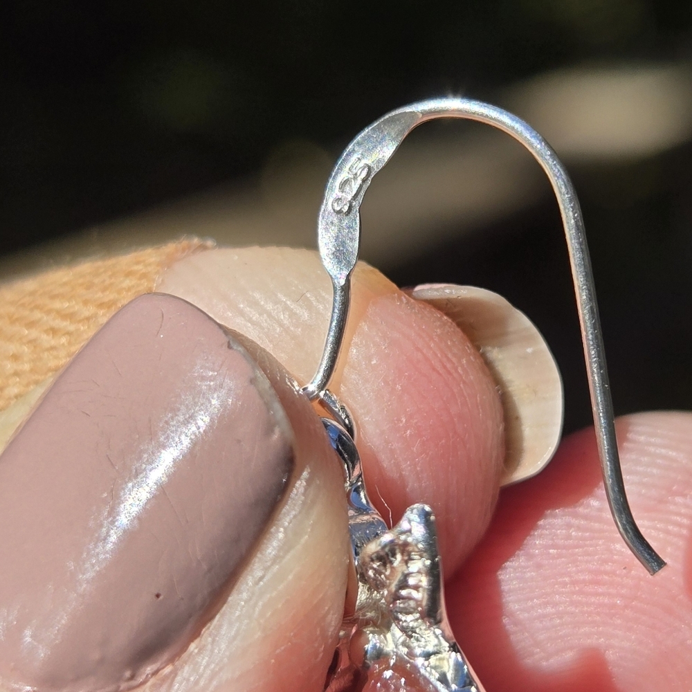 HOST PICK🎉🎊Pink Tourmaline Rhodalite & Amethyst Sterling & White Gold Earrings - Picture 10 of 11